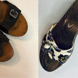 Dr Scholls 2 Pairs Women's 9 Black and Cheetah Print Advanced Comfort Sandals